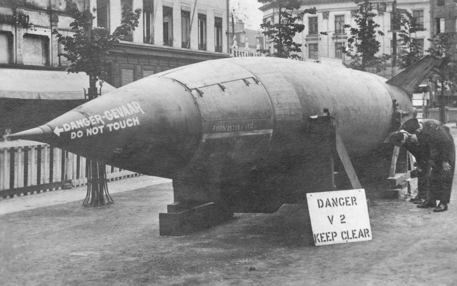 A V-2 on display in Holland. 1945.