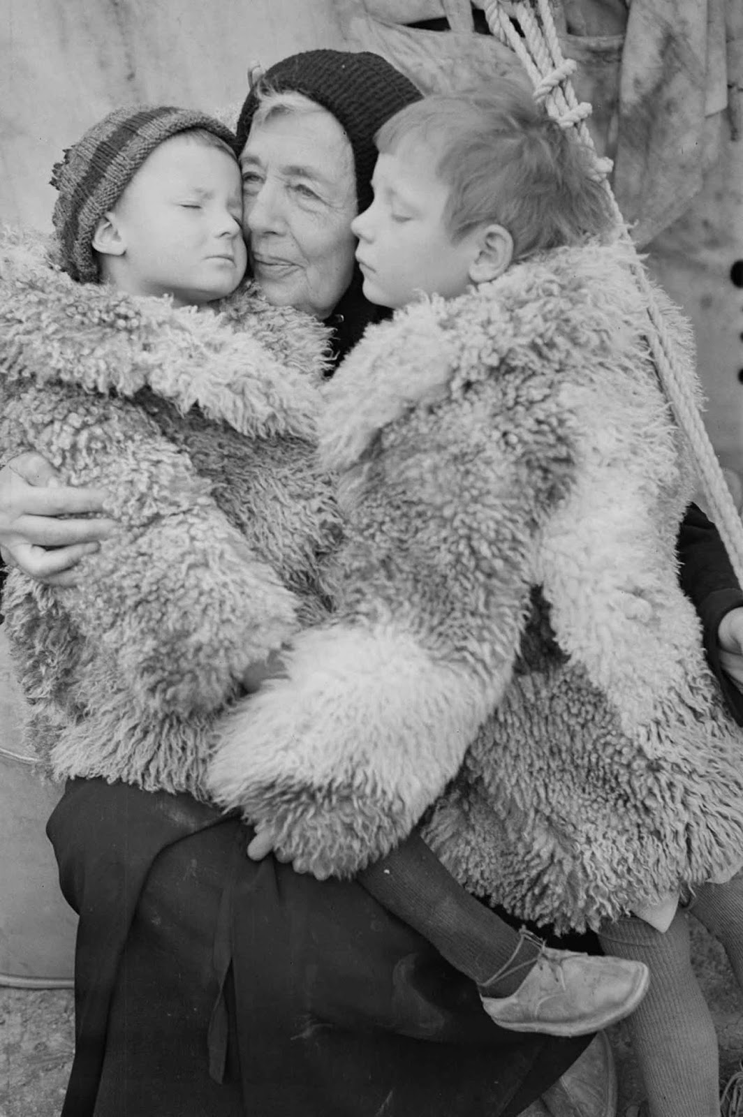 A Polish woman and her grandchildren in a Red Cross camp in Tehran.