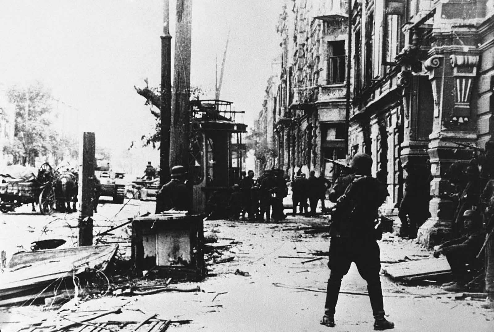 Evidence of the bitter street fighting which took place during the occupation of Rostov, Russia by German forces in August of 1942. 