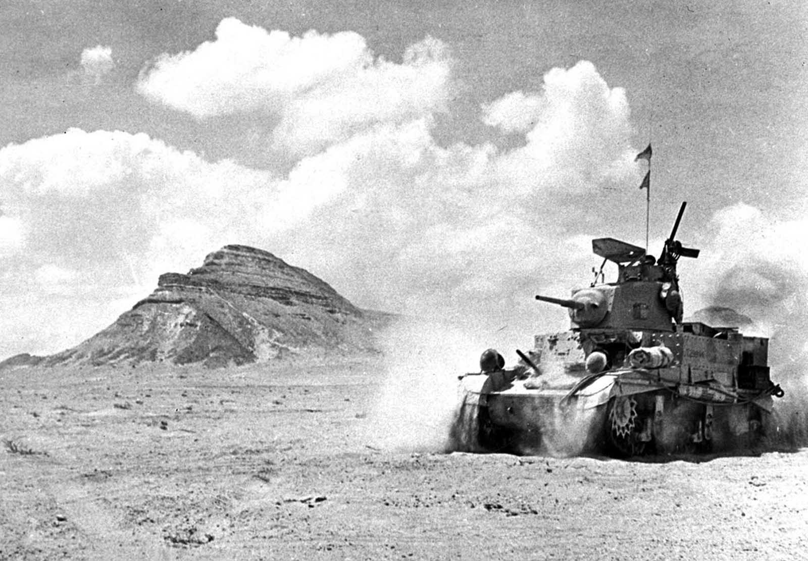 A British unit in a U.S. built M3 Stuart 