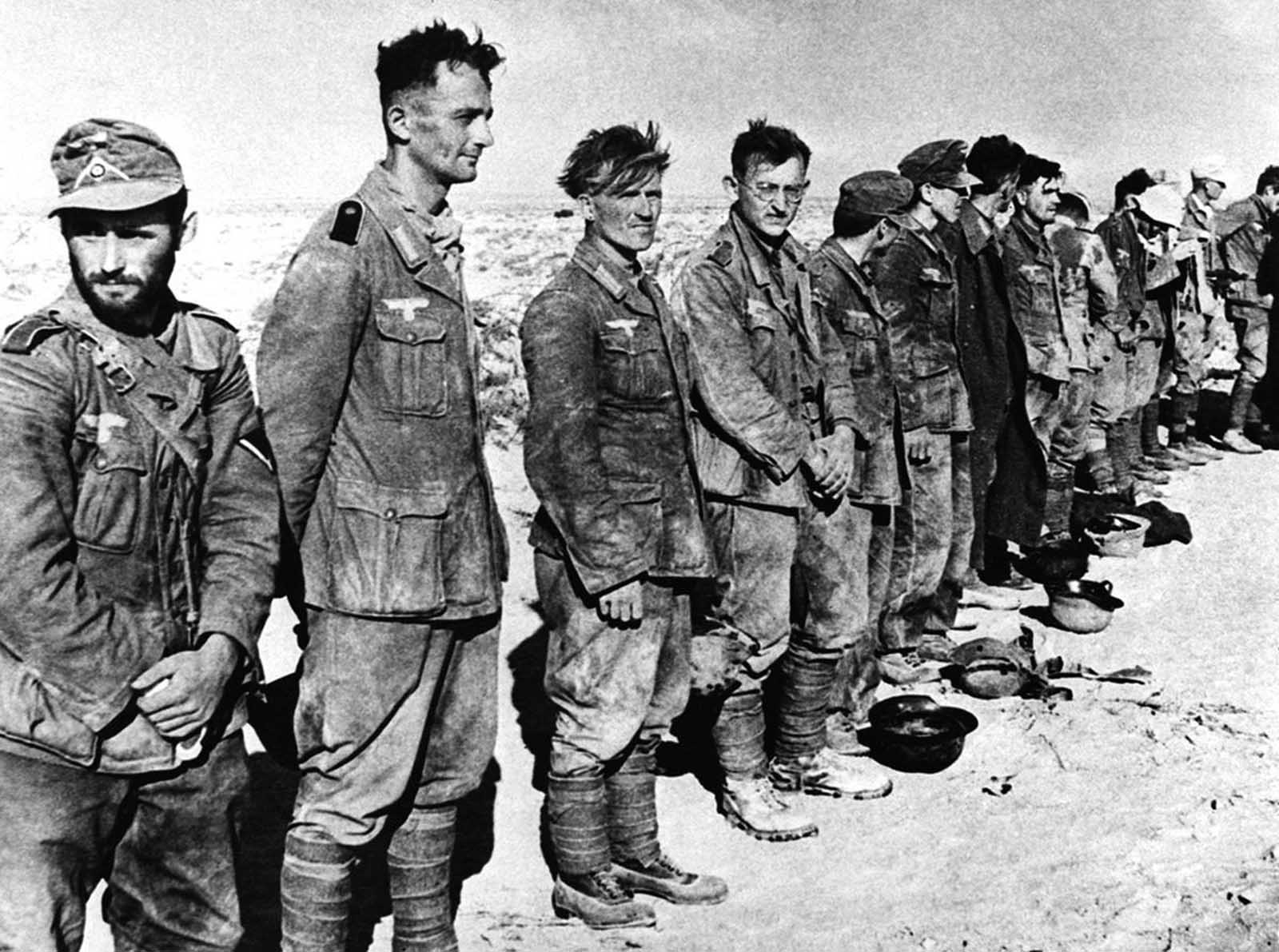 Some of the 97 German prisoners captured by the British forces in Egypt in a raid on Tel El Eisa, Egypt, on September 1, 1942.