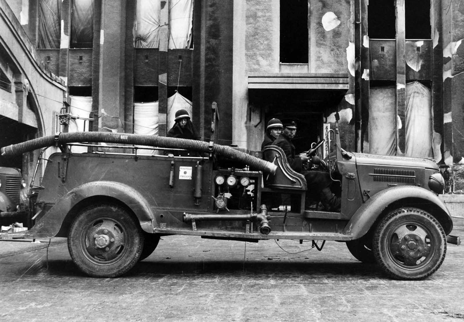 One of several Japanese fire engines transferred to Hiroshima shortly after the bombing.