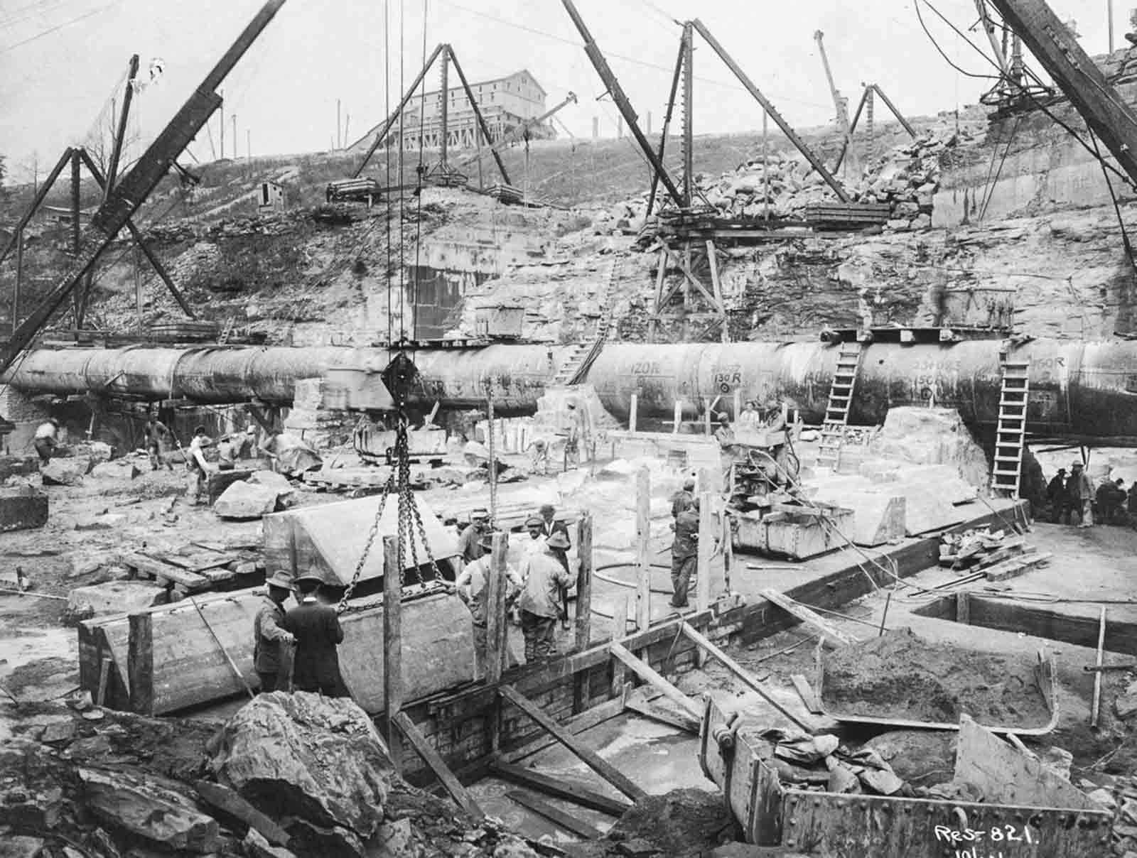 building new york water supply photographs