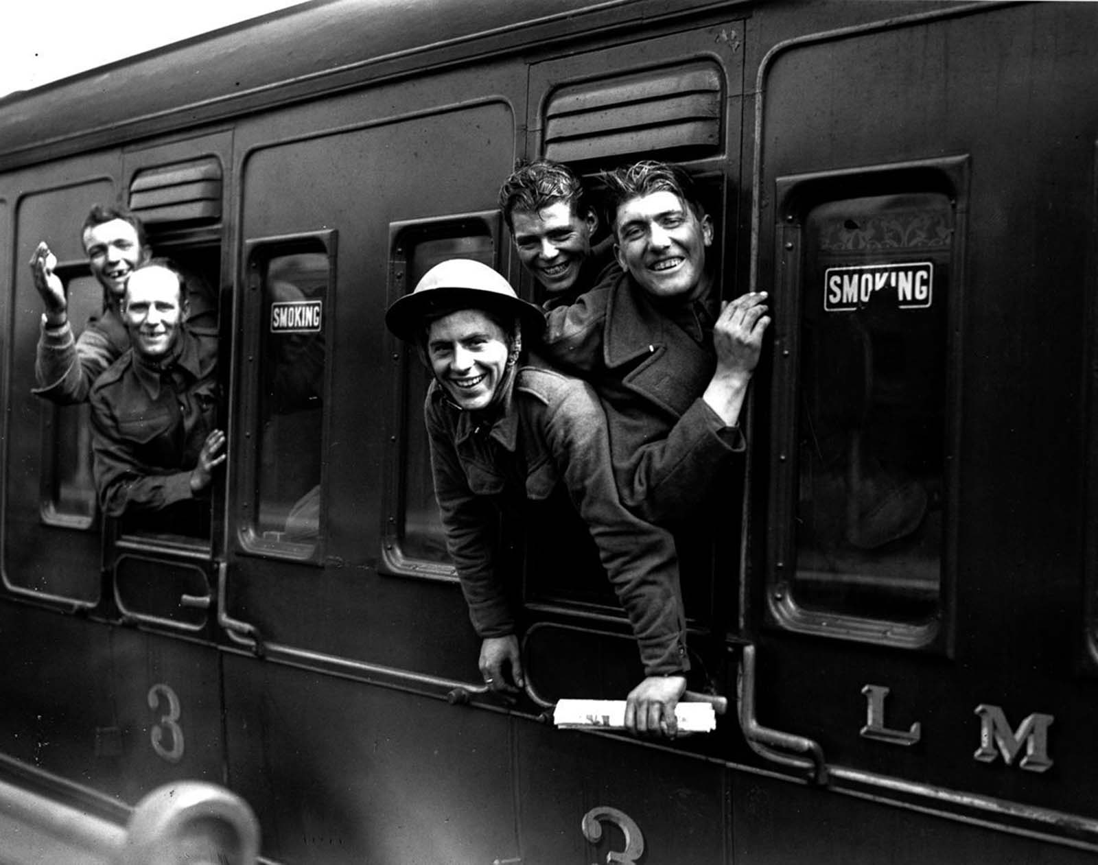 British troops arrive safely back in London.