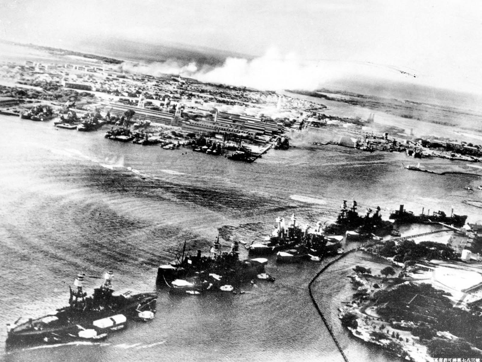 Pearl Harbor during the first wave of the attack.