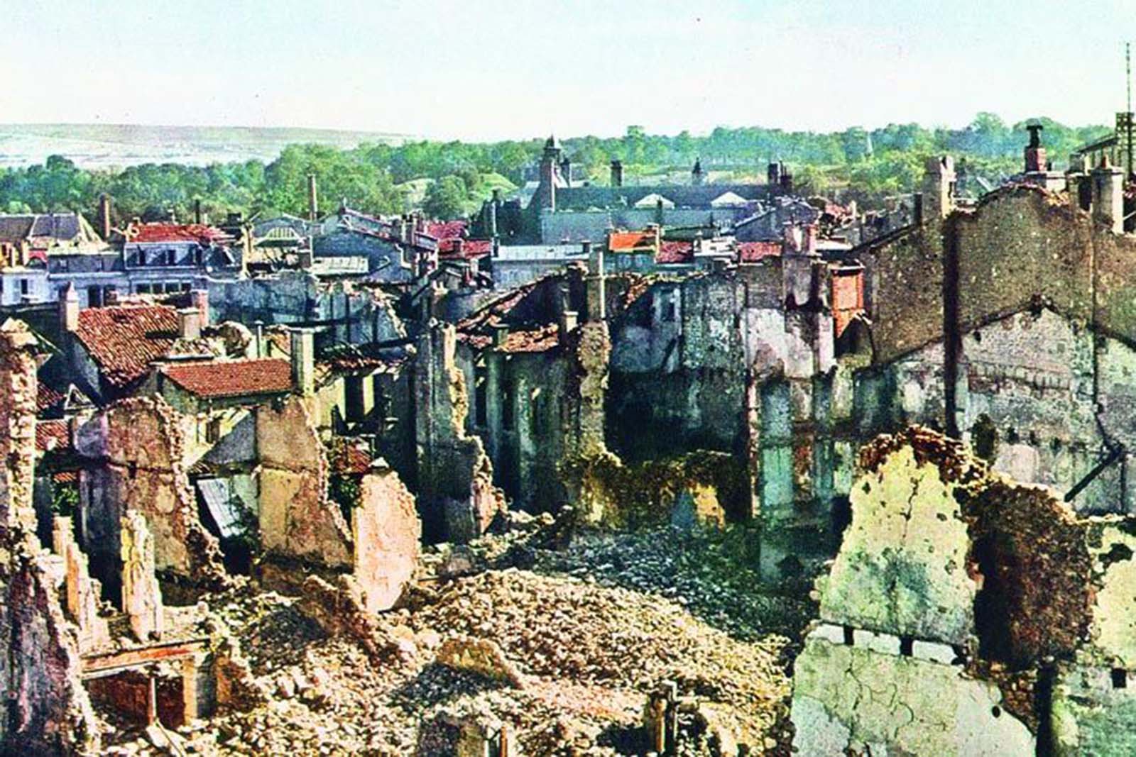 An bird's eye view of Verdun, summer 1916. About 350,000 soliders on both sides died at Verdun over the course of that year.