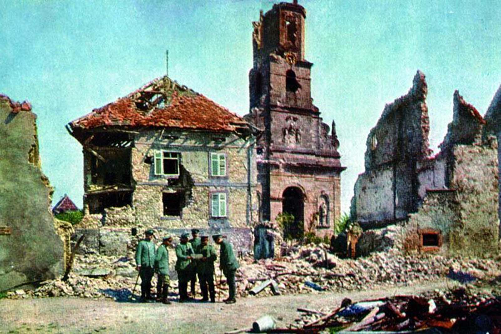 During World War I, images of destroyed churches were a persistent motif.