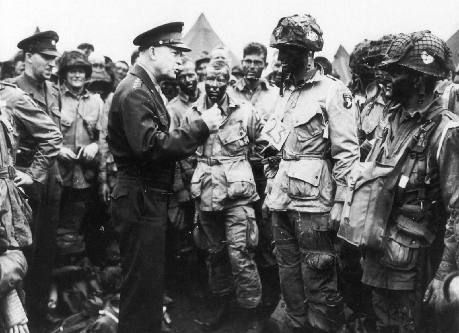 General Dwight D. Eisenhower gives the order of the Day.