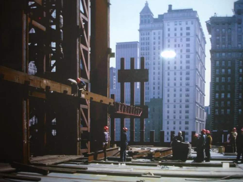 twin towers construction photographs
