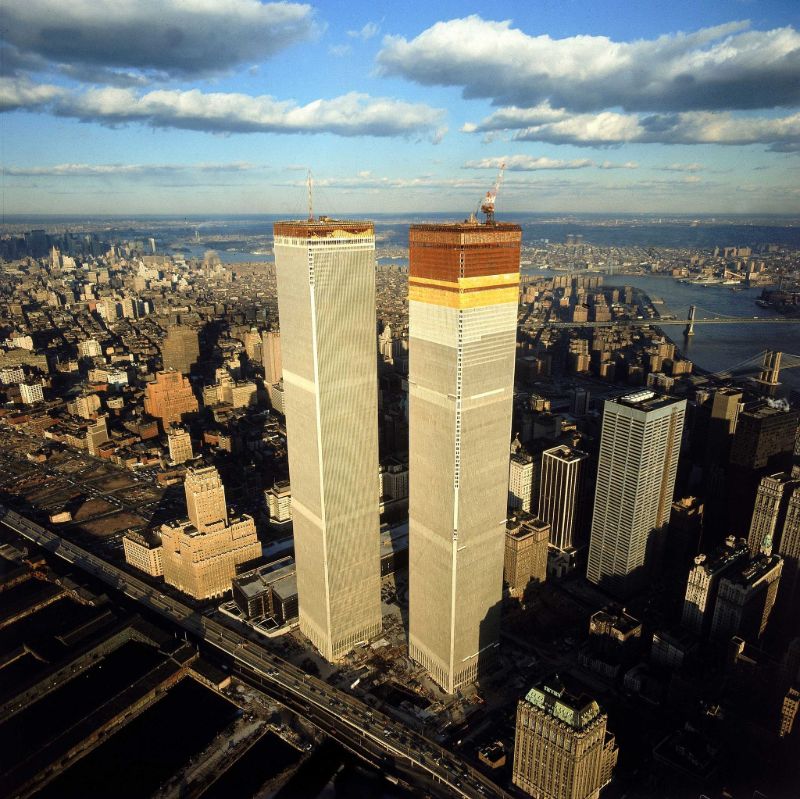 twin towers construction photographs