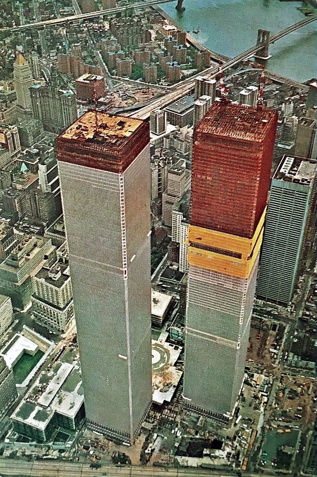twin towers construction photographs