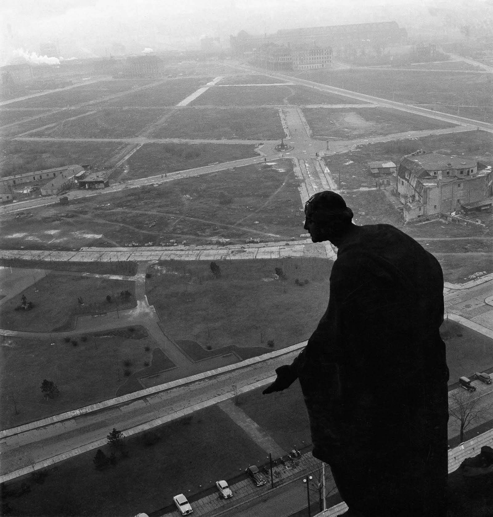 A view from city hall over the cleared former city center. 1955.