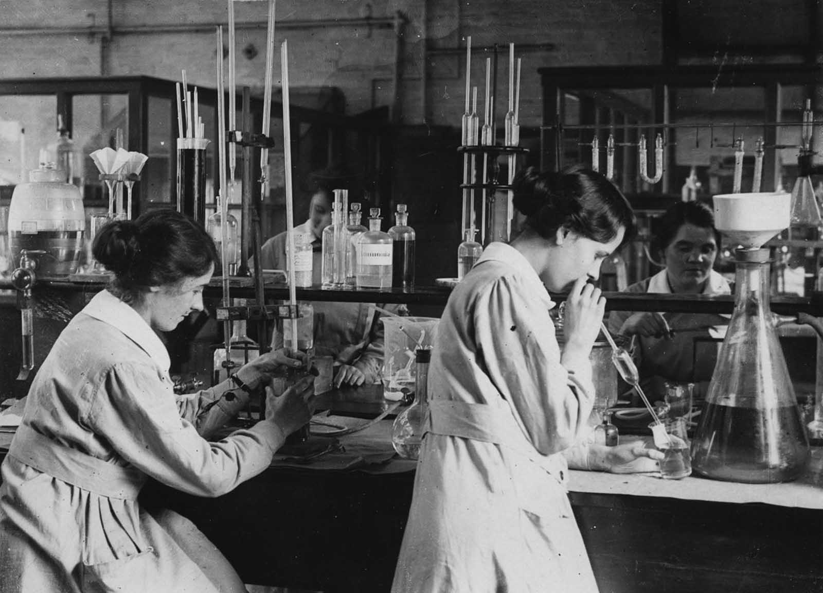 Workers in a chemical laboratory.