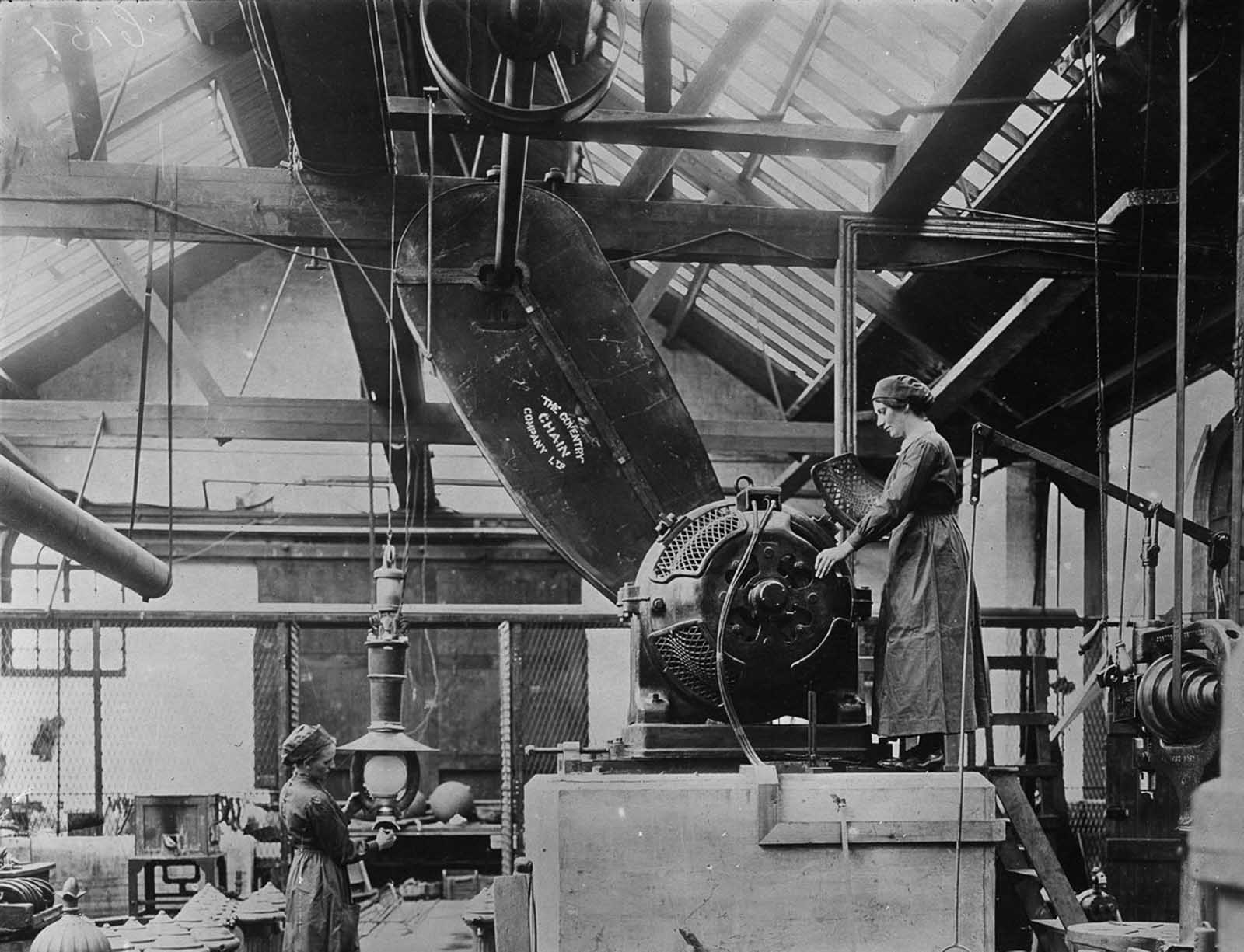 A worker with an electric motor.