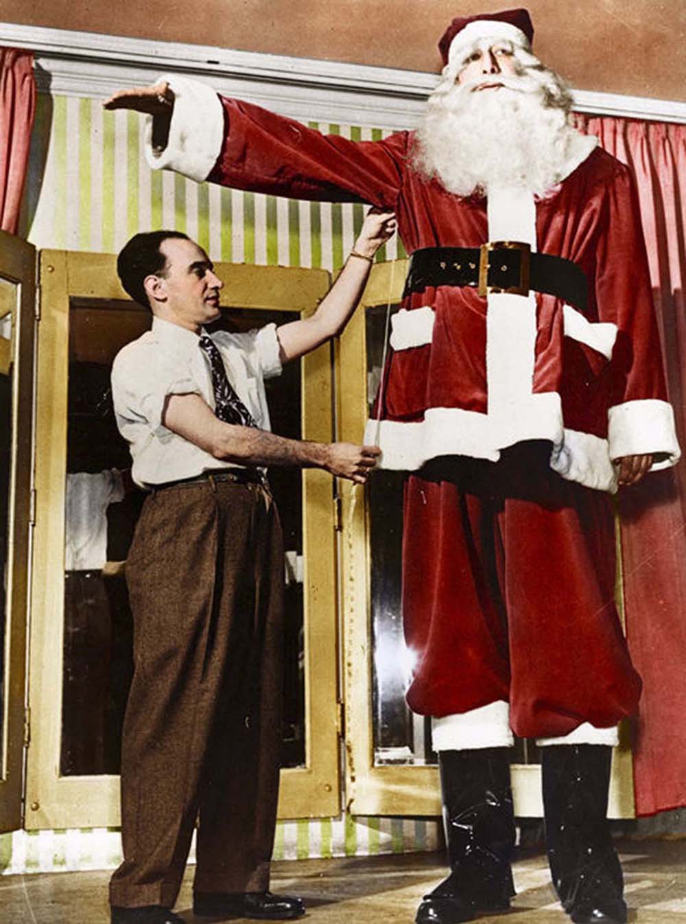 During December 1949, he worked as Santa Claus. 