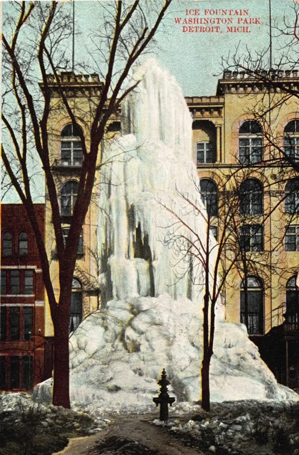 Detroit ice fountain photos