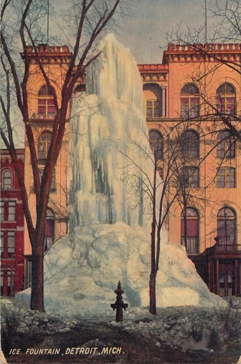 Detroit ice fountain photos