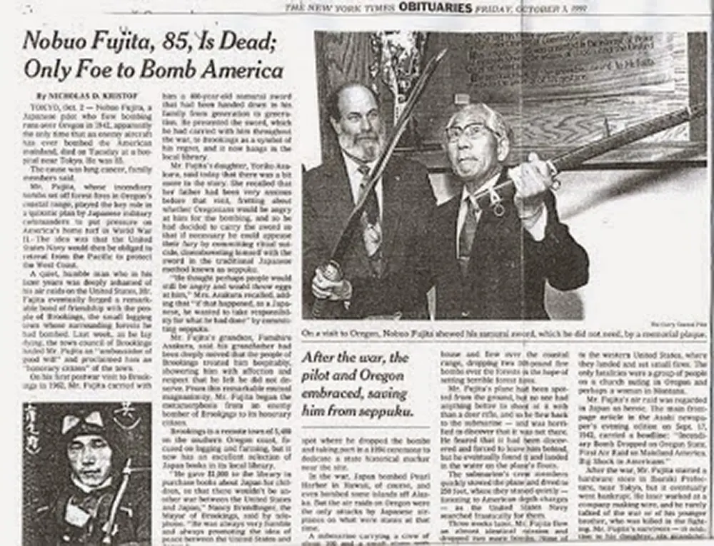 Nobuo Fujita the only Japanese pilot to bomb mainland US