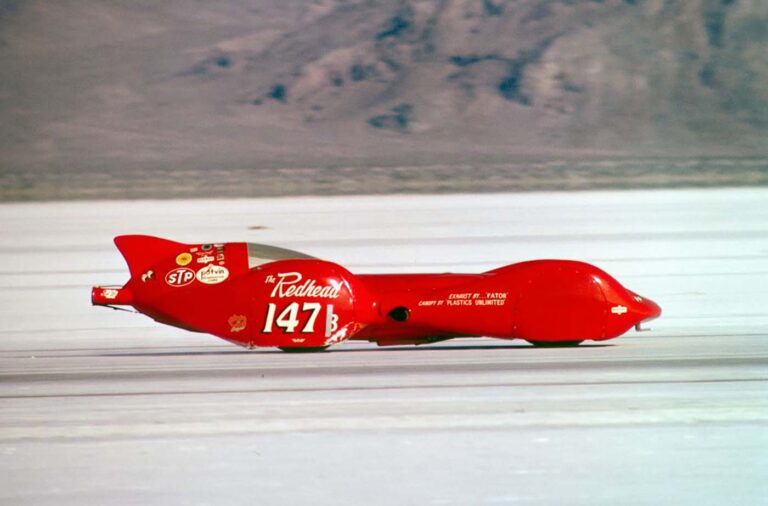 Setting speed records on the Bonneville Salt Flats Speed Trials, 1966