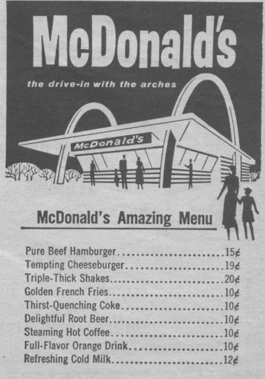 McDonalds old photos original menu advertisements