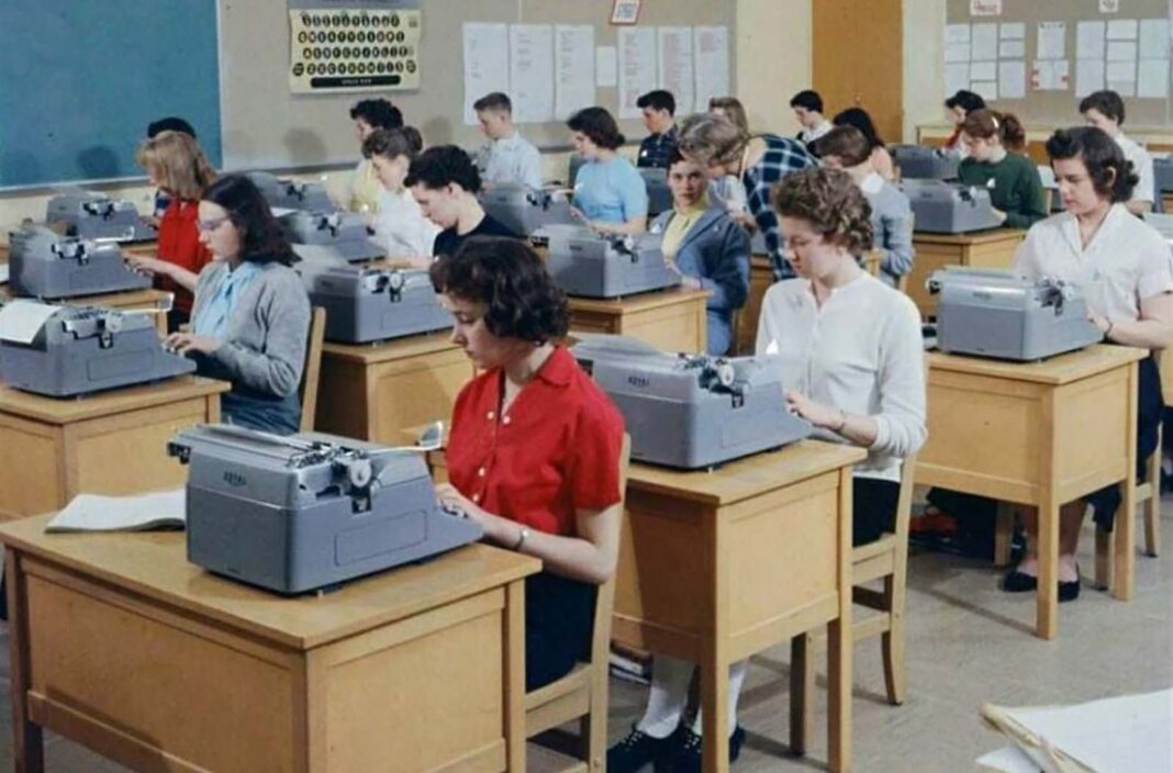 Capturing the Art of Typing:  Vintage Photographs Show High School Typing Classes from 1950s to 1970s
