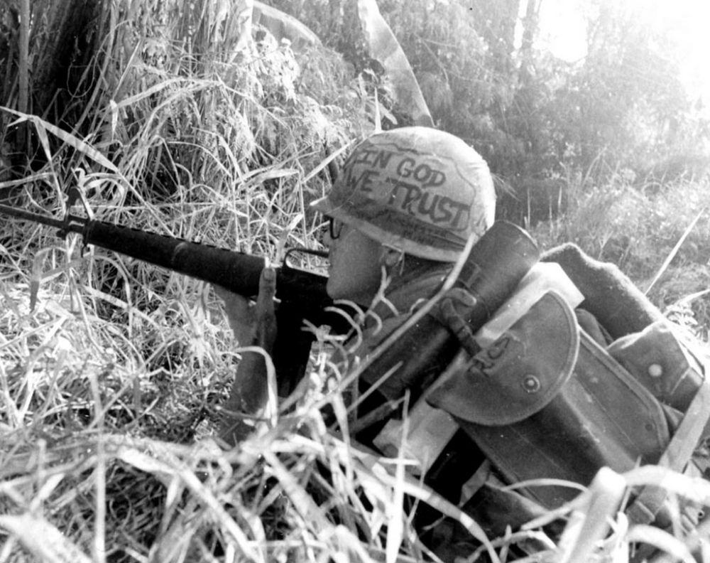 Graffiti on Soldiers Helmets Vietnam War