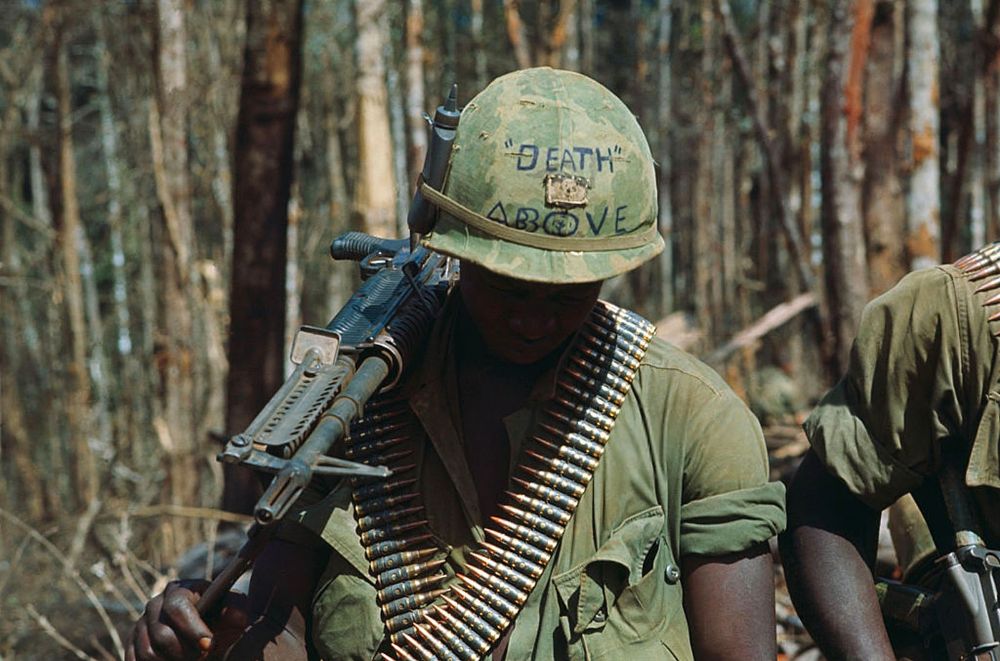 Graffiti on Soldiers Helmets Vietnam War