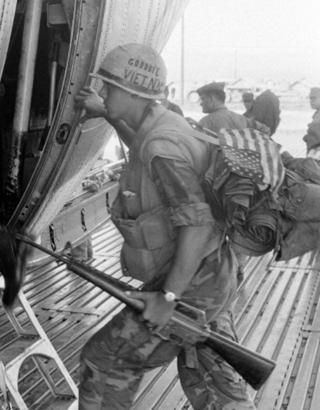 Graffiti on Soldiers Helmets Vietnam War