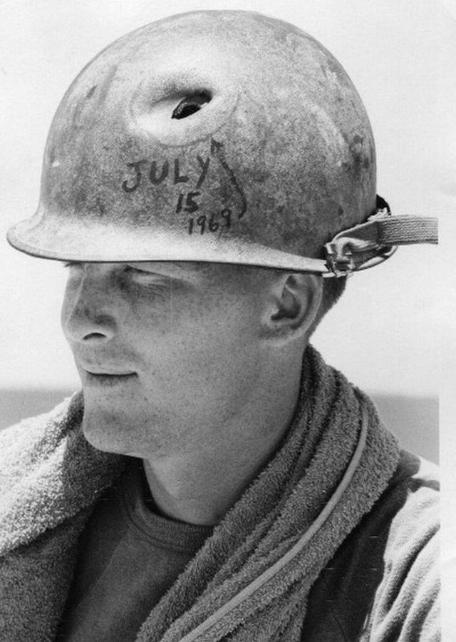 Graffiti on Soldiers Helmets Vietnam War