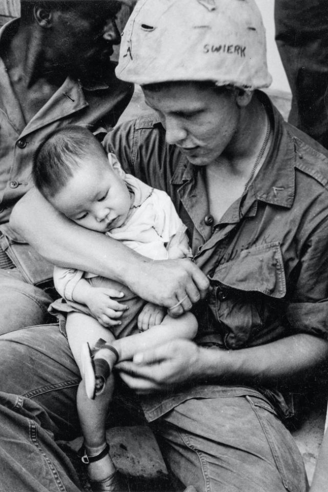 Graffiti on Soldiers Helmets Vietnam War