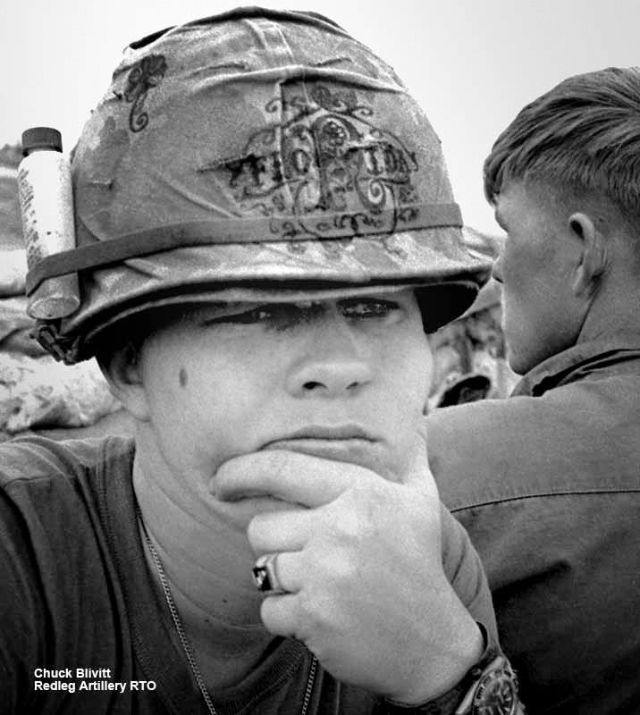 Graffiti on Soldiers Helmets Vietnam War