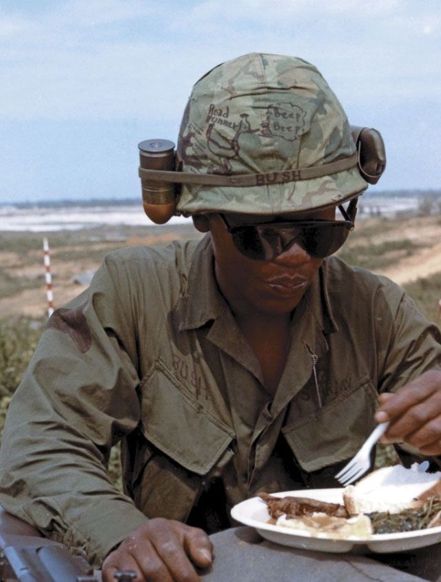 Graffiti on Soldiers Helmets Vietnam War