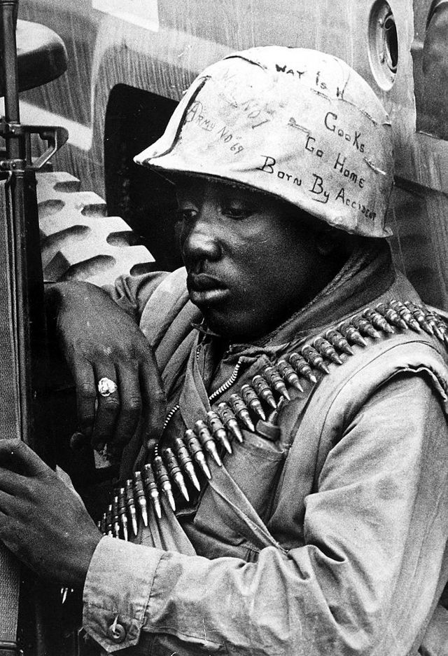 Graffiti on Soldiers Helmets Vietnam War