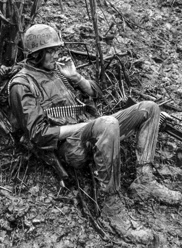 Graffiti on Soldiers Helmets Vietnam War