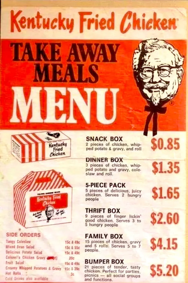 KFC Vintage Menus and Ads Old Photos