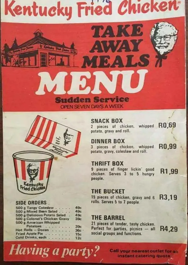 KFC Vintage Menus and Ads Old Photos