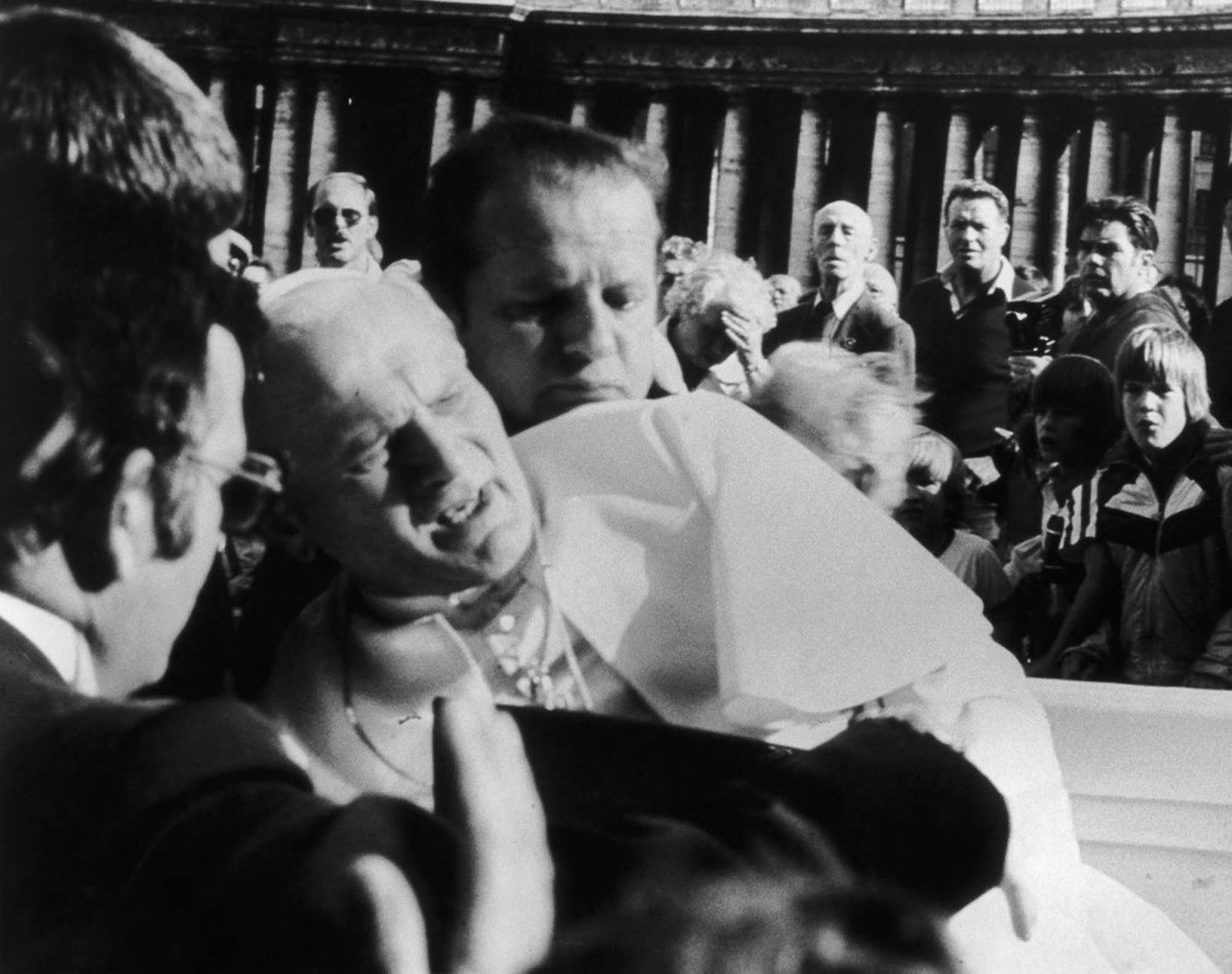 Pope John Paul II in agony after being shot.