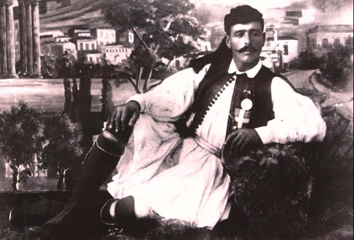 Louis was born in the town of Marousi, which is now a suburb to the north of Athens. In this picture he is wearing the Arvanites fustanella.