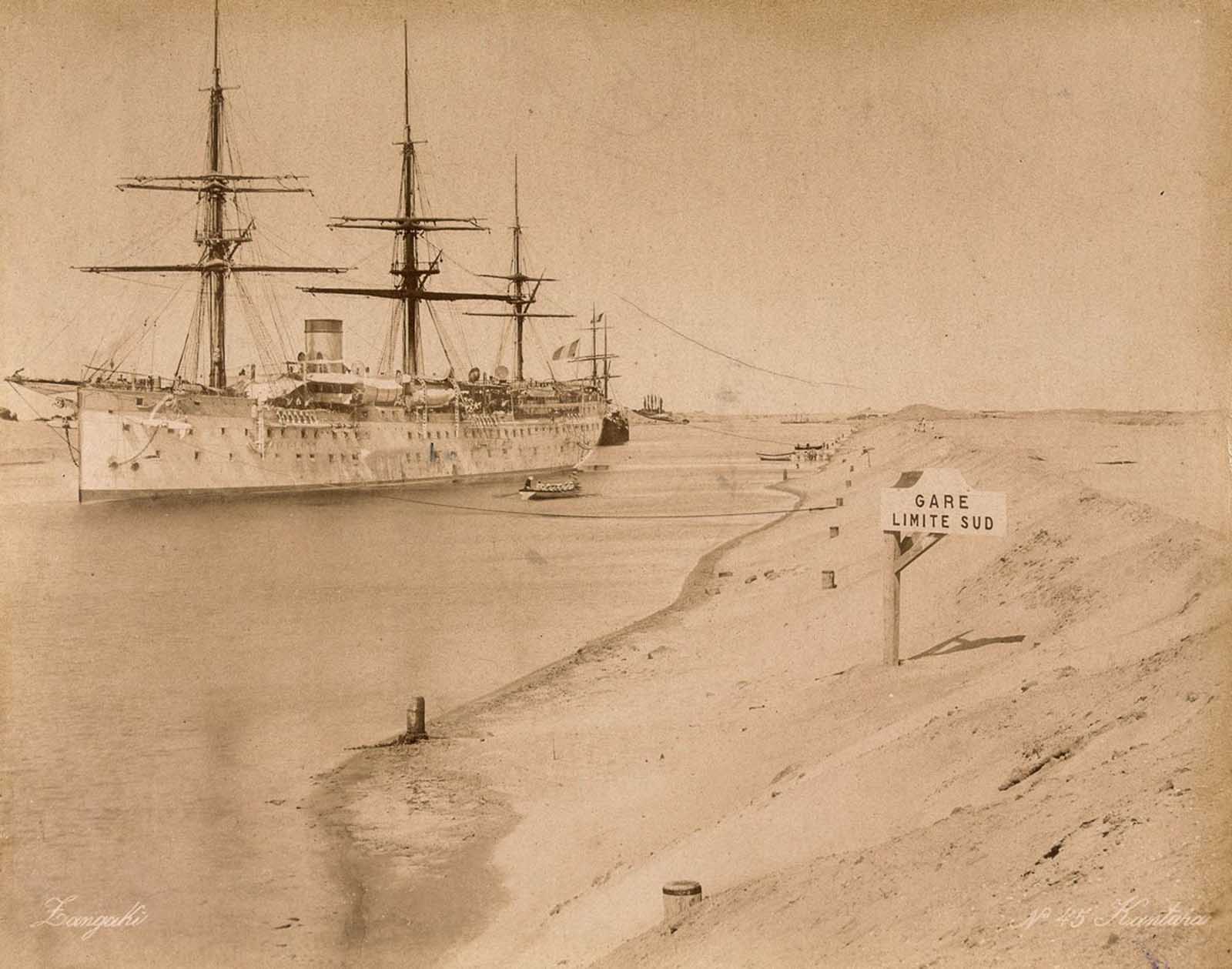 A ship in the Suez Canal.