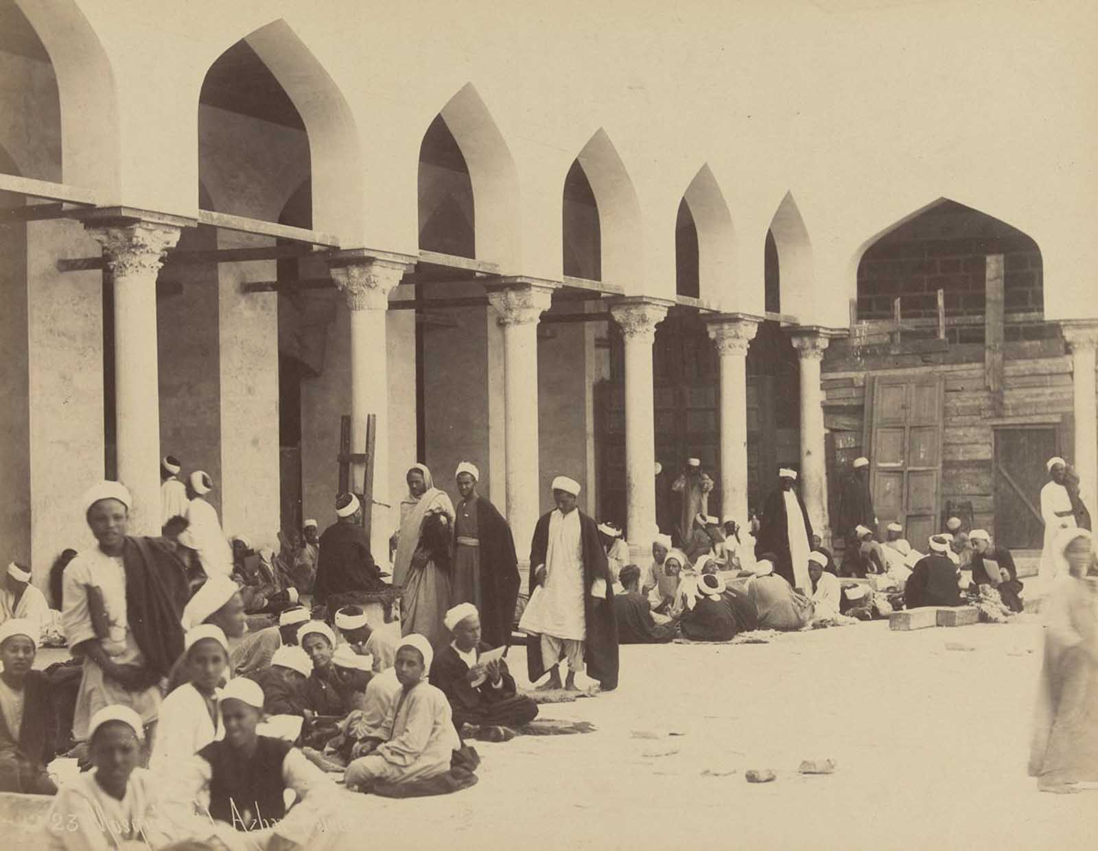 Students in the Al-Azhar Mosque, Cairo.