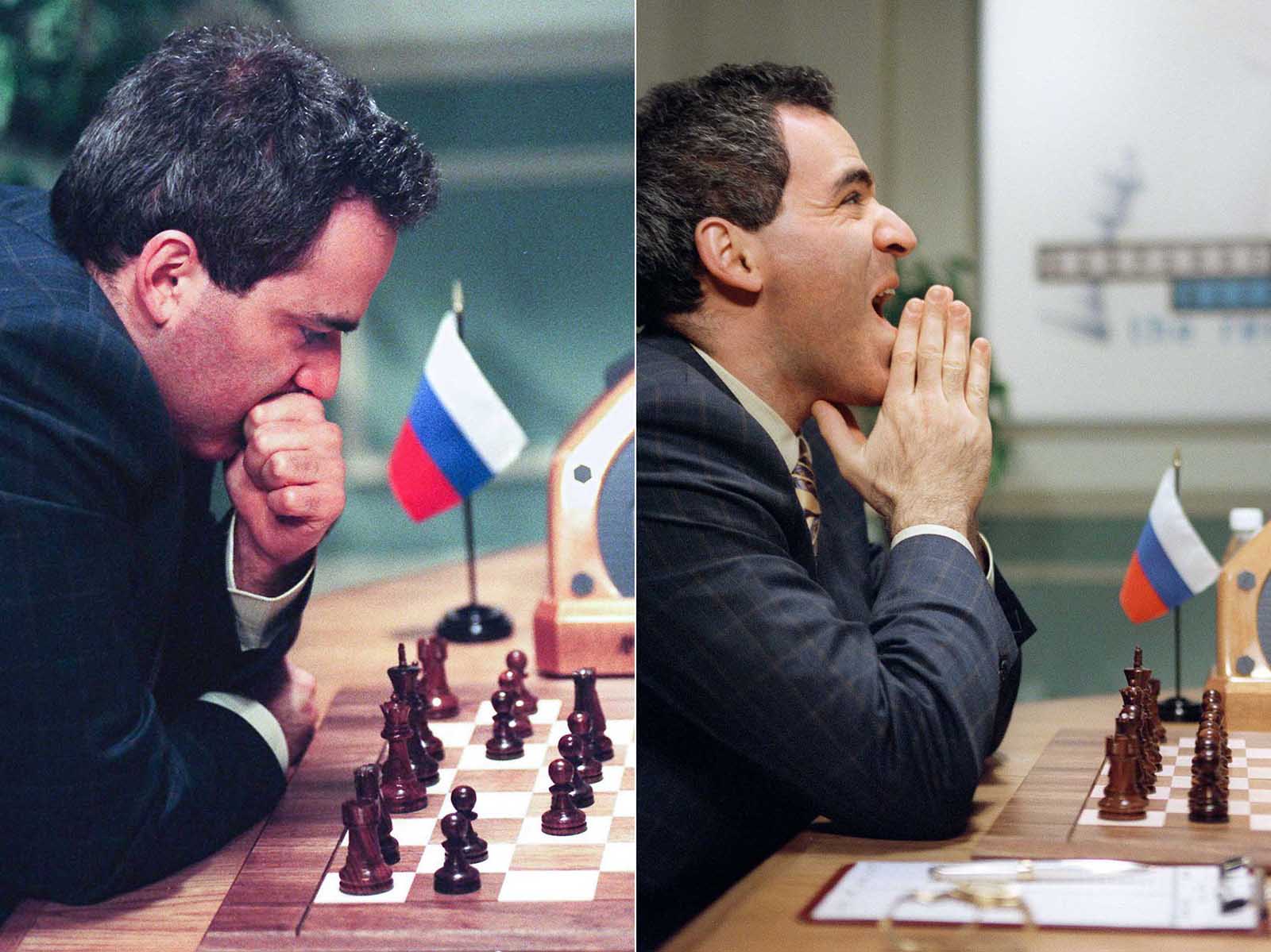 Kasparov struggling against Deep Blue.