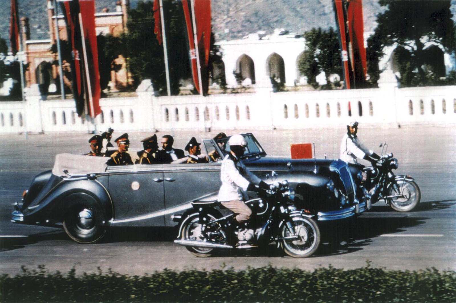 The King of Afghanistan, Mohammad Zahir Shah rides in his limousine on Kabul's central road Idga Wat in this 1968 photo. Zahir Shah, the last of King of Afghanistan lived in exile in Rome since a 1973 coup, returning to Afghanistan in 2002, after the removal of the Taliban. He passed away in Kabul in 2007, at the age of 92.