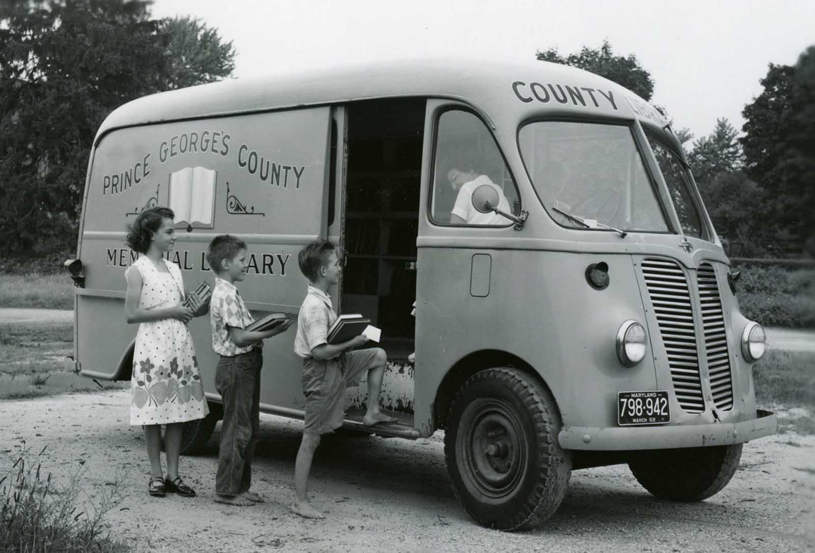 Children waiting at the Prince George's County Memorial Library, Maryland, 1951.