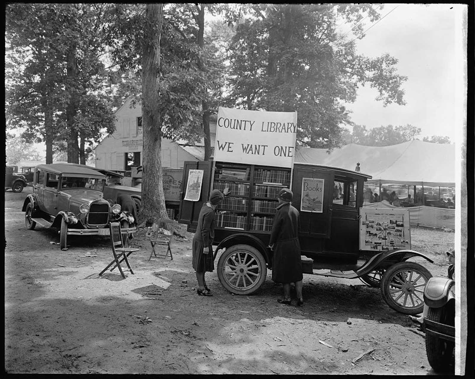 “County Library: We Want One,” Rockville Fair, Maryland, 1928.