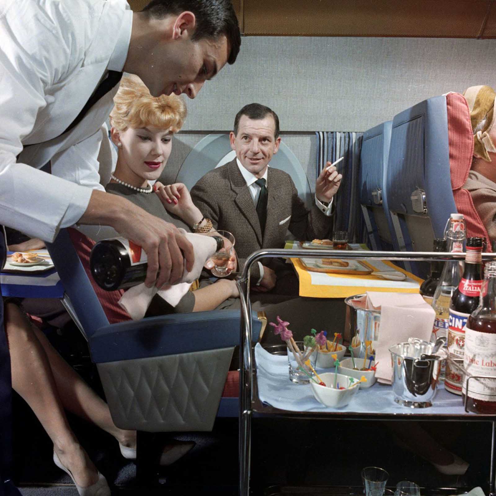The passengers were offered unlimited alcohol.