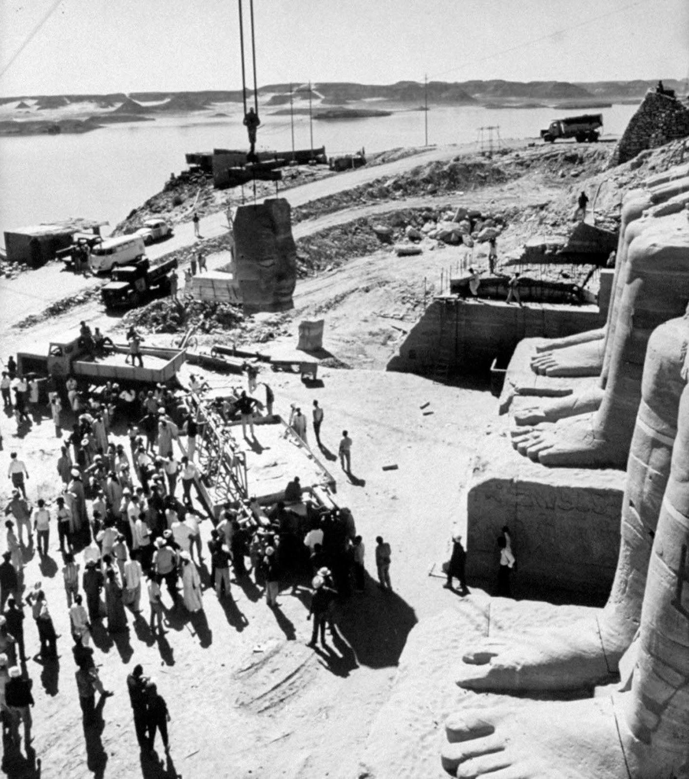 Using tools ranging from handsaws to bulldozers, the statues and the temples were carved into 20-ton blocks which were put back together on the new site.