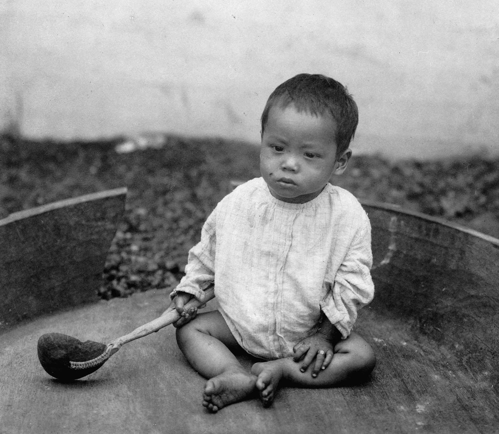 Even children and babies were treated as displays in the human zoos. This youngster was among others at the World's Columbian Exposition in Chicago, Illinois in about 1891.