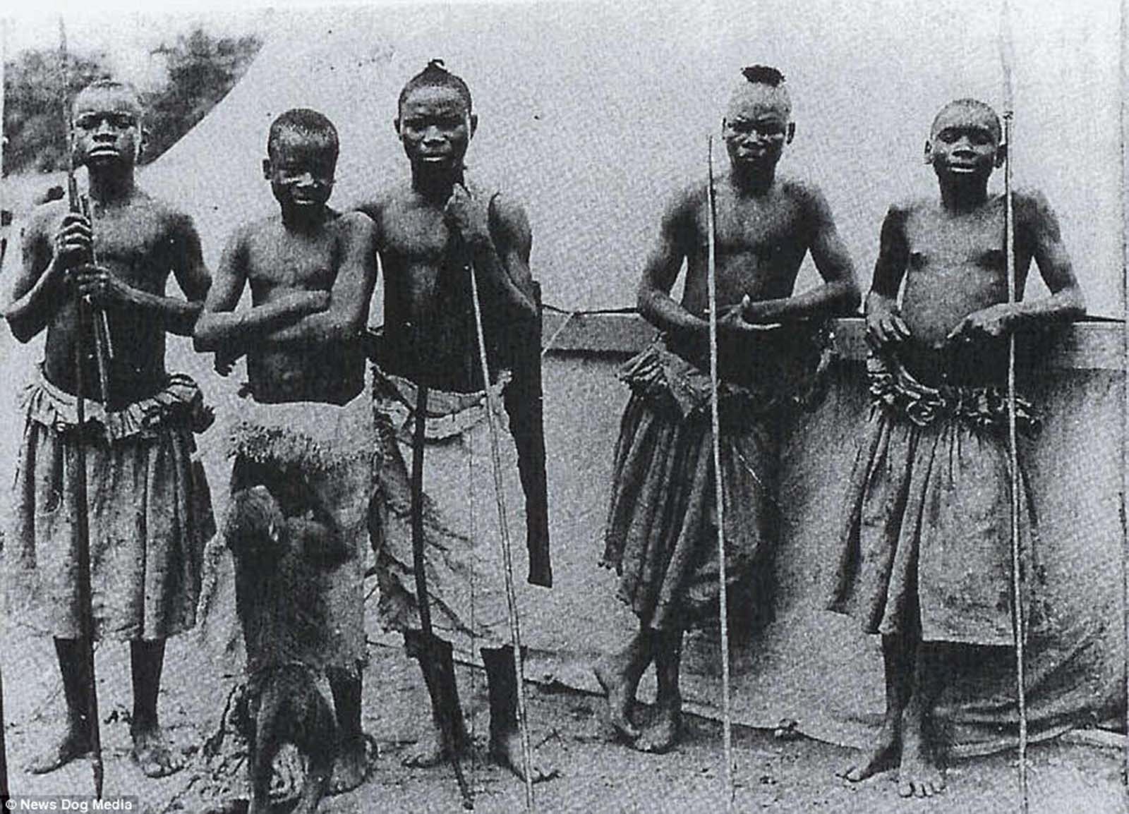 The dreadful treatment of Ota Benga (second from left), a Congolese man 'exhibited' in New York's Bronx Zoo in 1906, sparked outrage and he was eventually released. But six years later he tragically took his own life after being unable to assimilate into American life.
