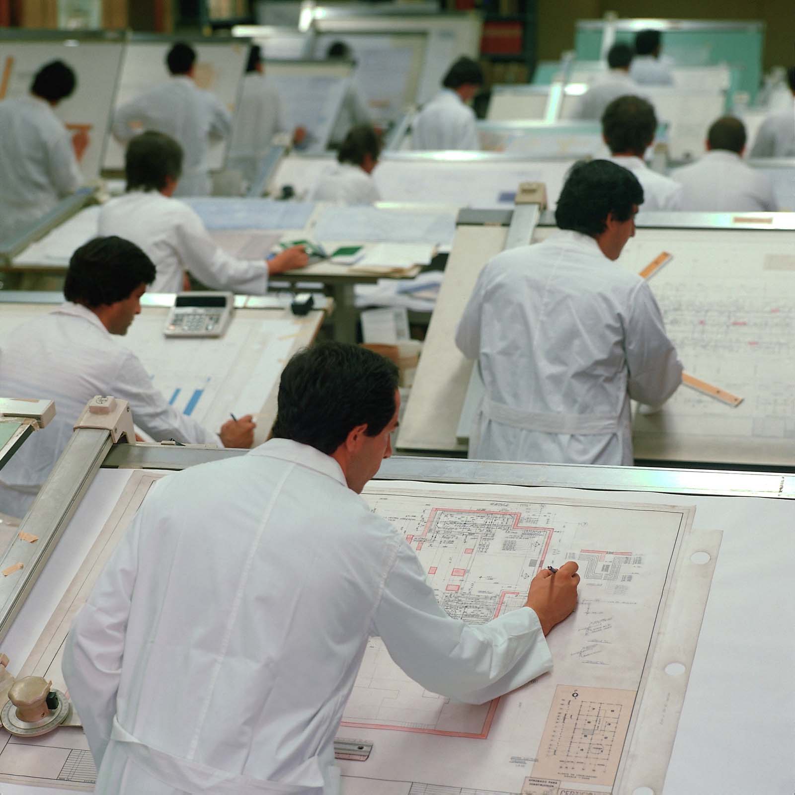 Tamron's drafting department in the late 1970s.