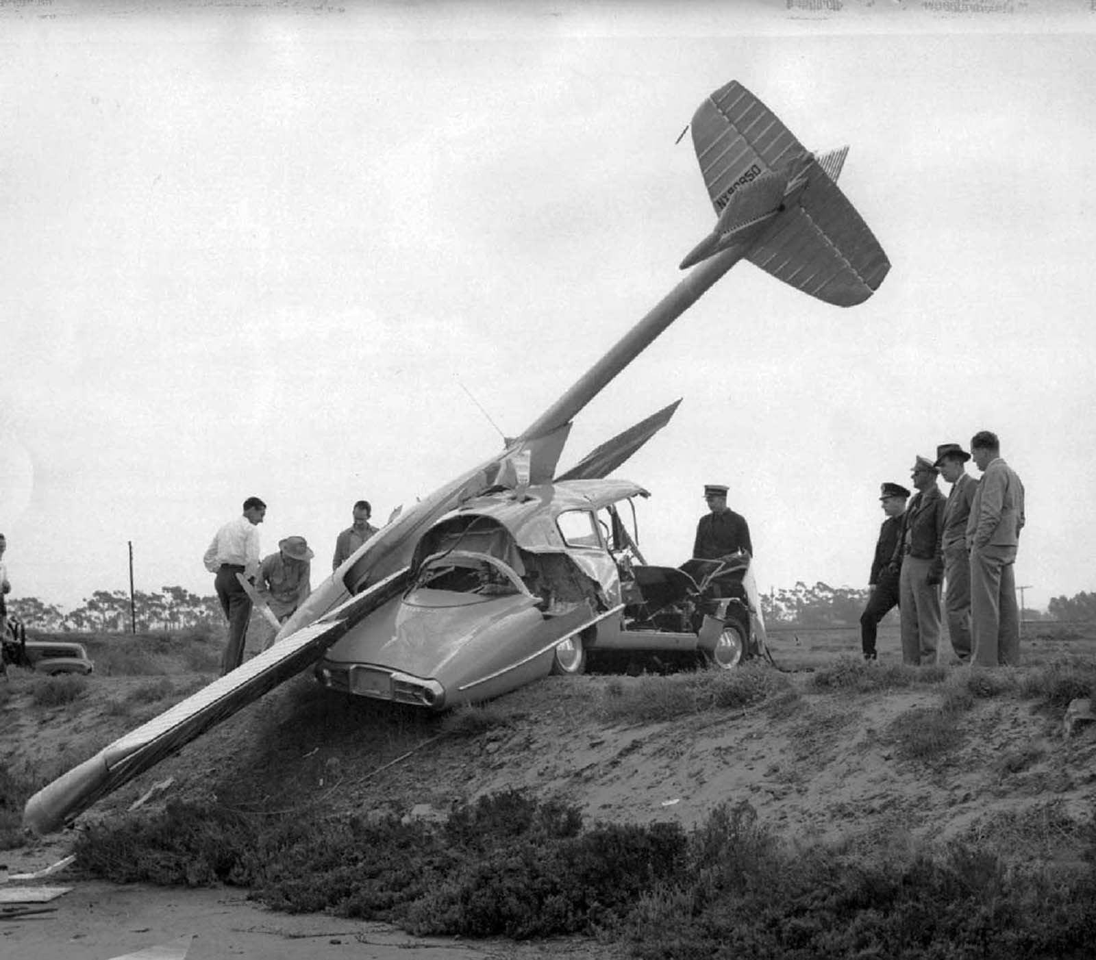 A crashed ConvAirCar. 1947.